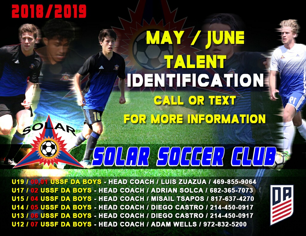 Boys Talent Identification Solar Soccer Club